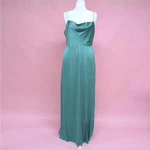 Intermix Exclusive Emerald Green Slip Maxi Dress with Cowl Neck